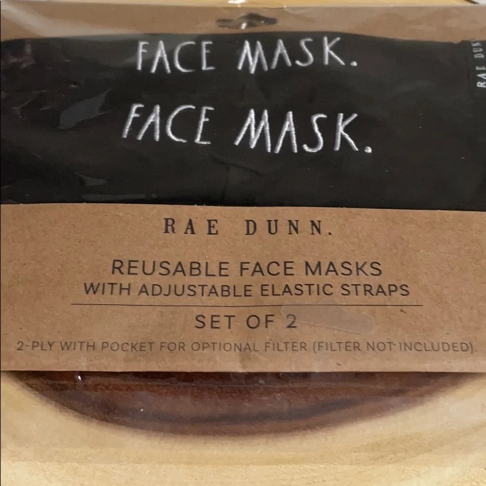 😷2x RAE DUNN EMBROIDERED FACE MASK REUSABLE WASHABLE